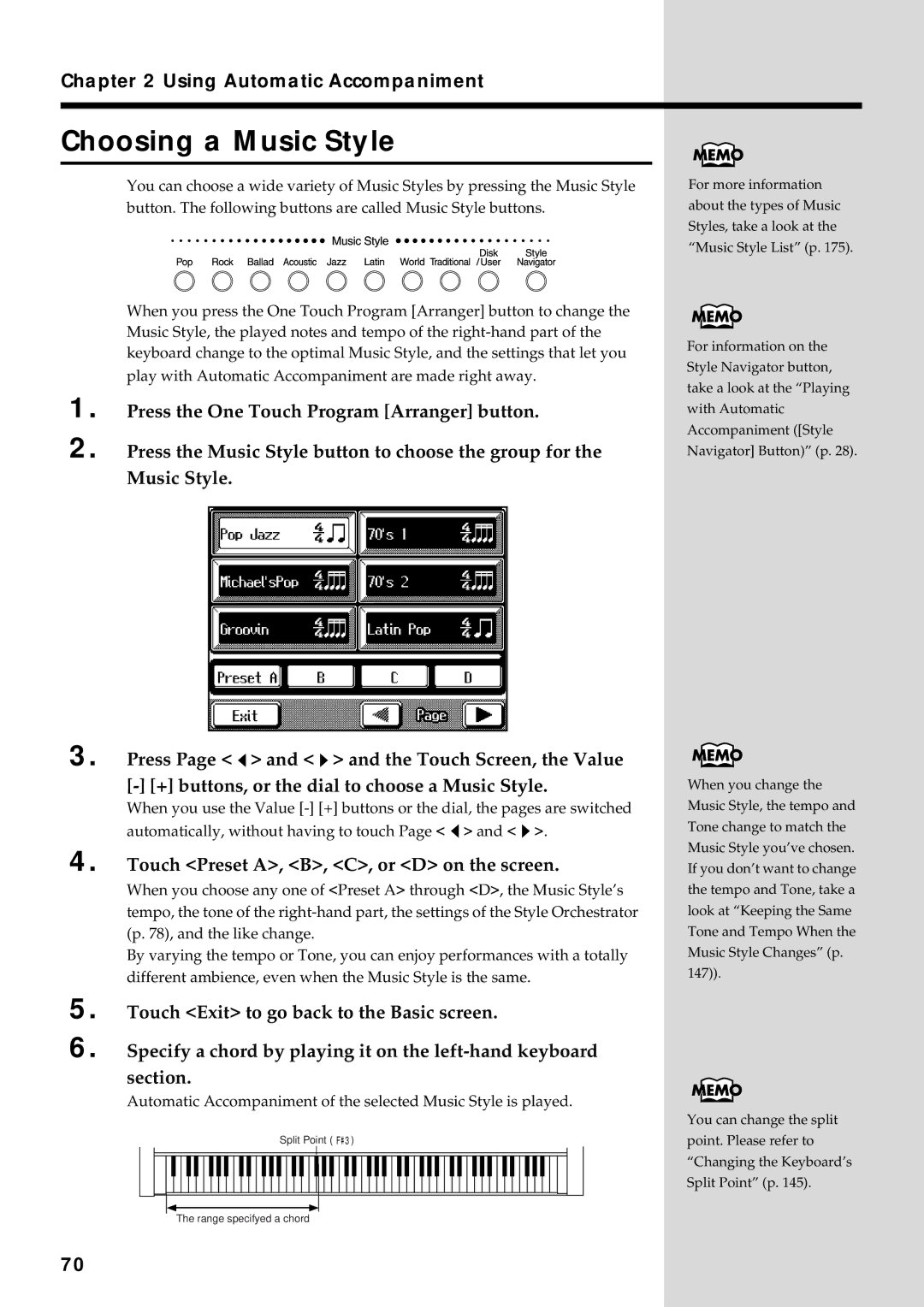 Roland KF-90 owner manual Split Point F Range specifyed a chord 