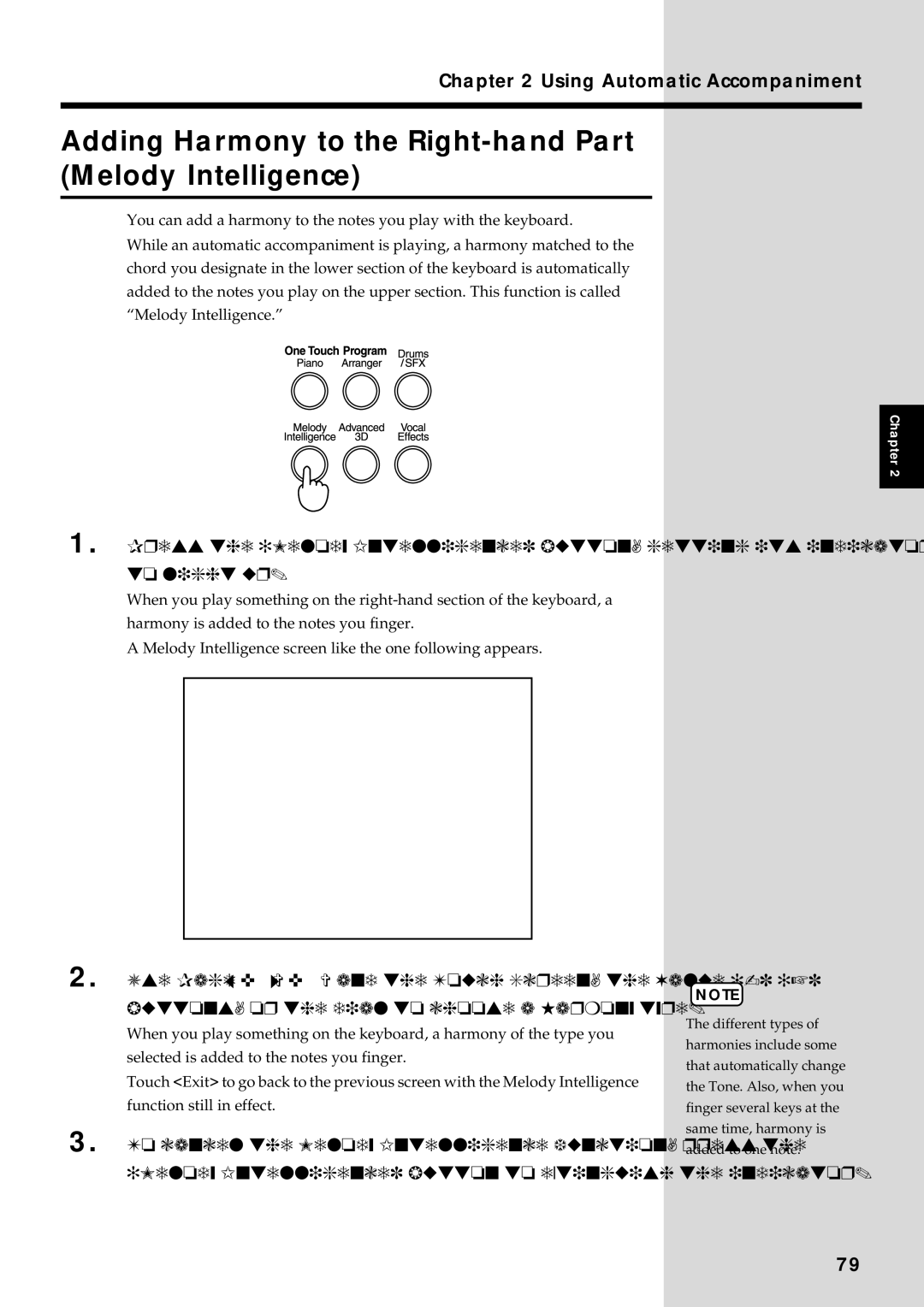 Roland KF-90 owner manual Adding Harmony to the Right-hand Part Melody Intelligence, 16.e70 