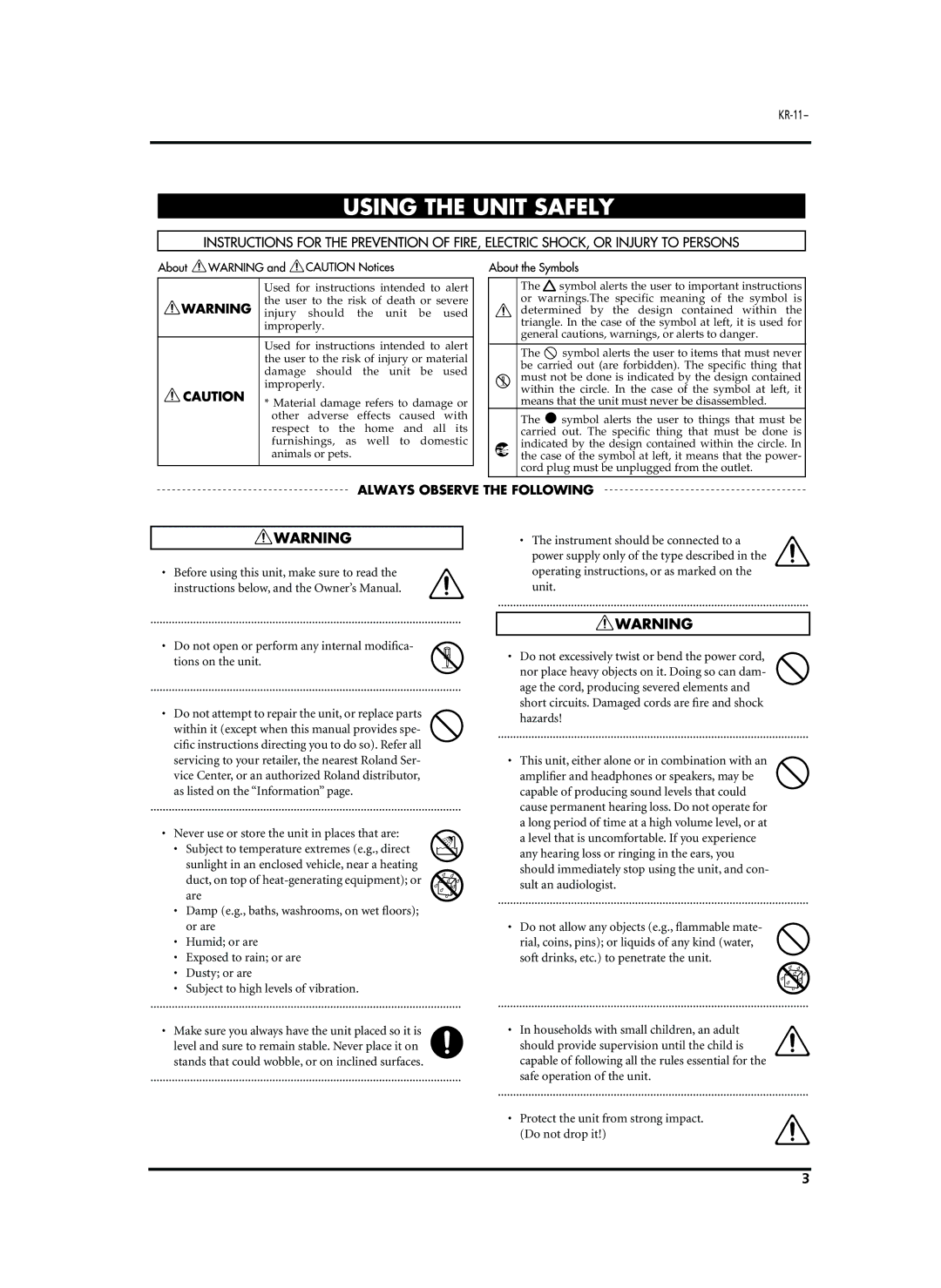 Roland KR-11 owner manual 