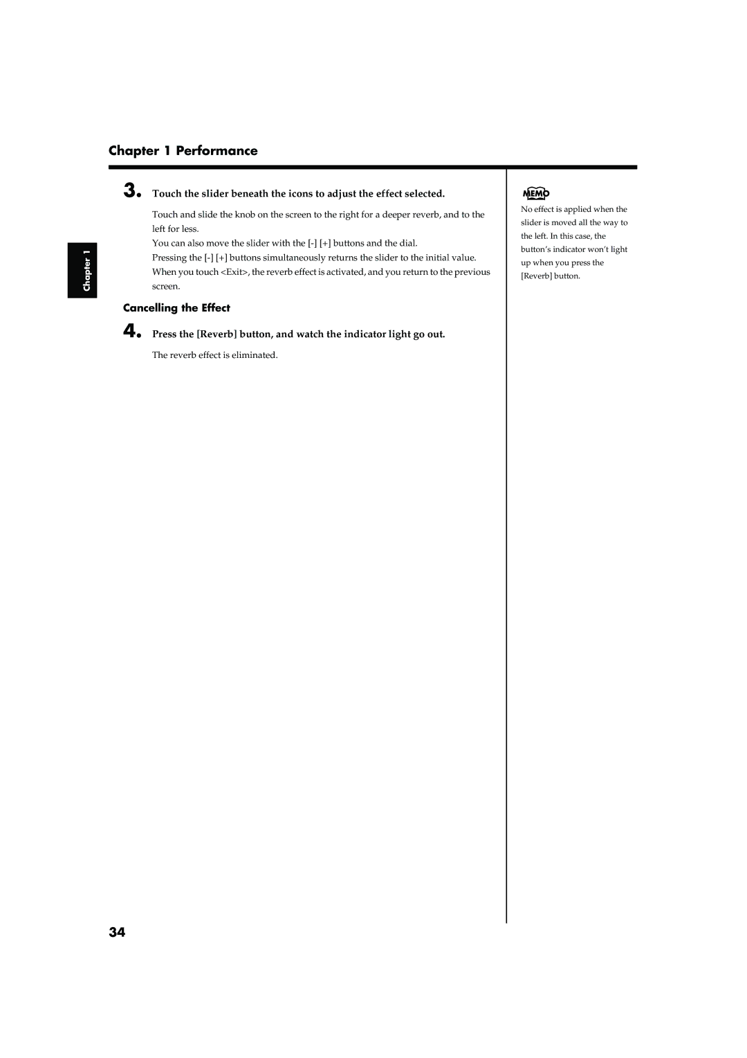 Roland KR-17, KR-15 owner manual Cancelling the Effect 