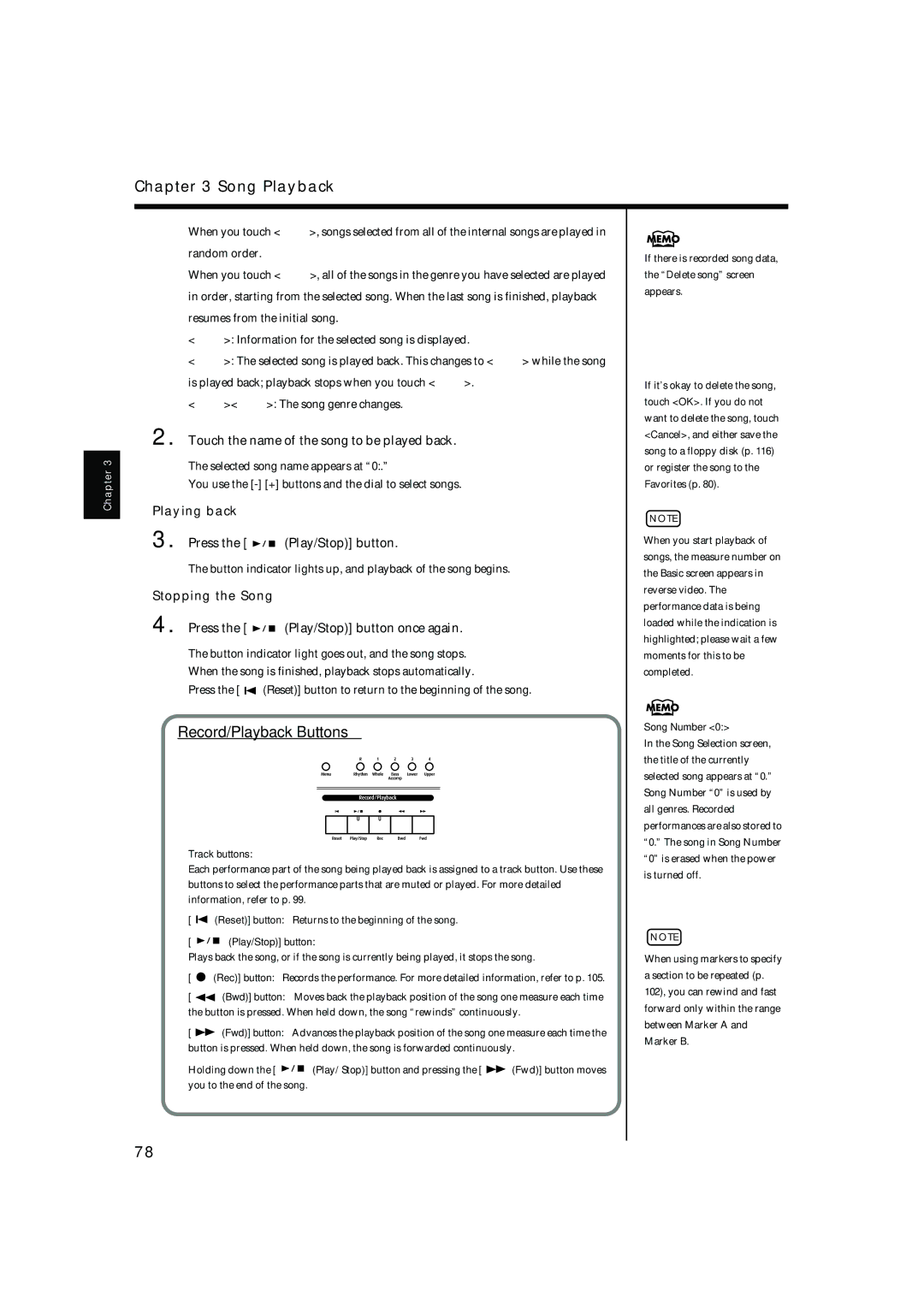 Roland KR-17, KR-15 owner manual Song Playback, Playing back, Stopping the Song 