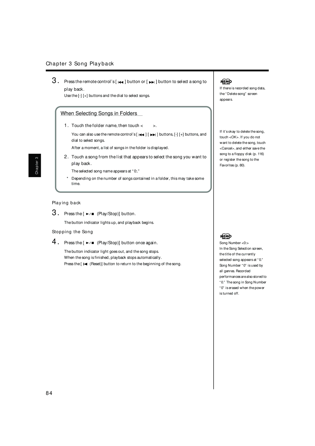 Roland KR-17, KR-15 owner manual Touch the folder name, then touch, Press the Play/Stop button 