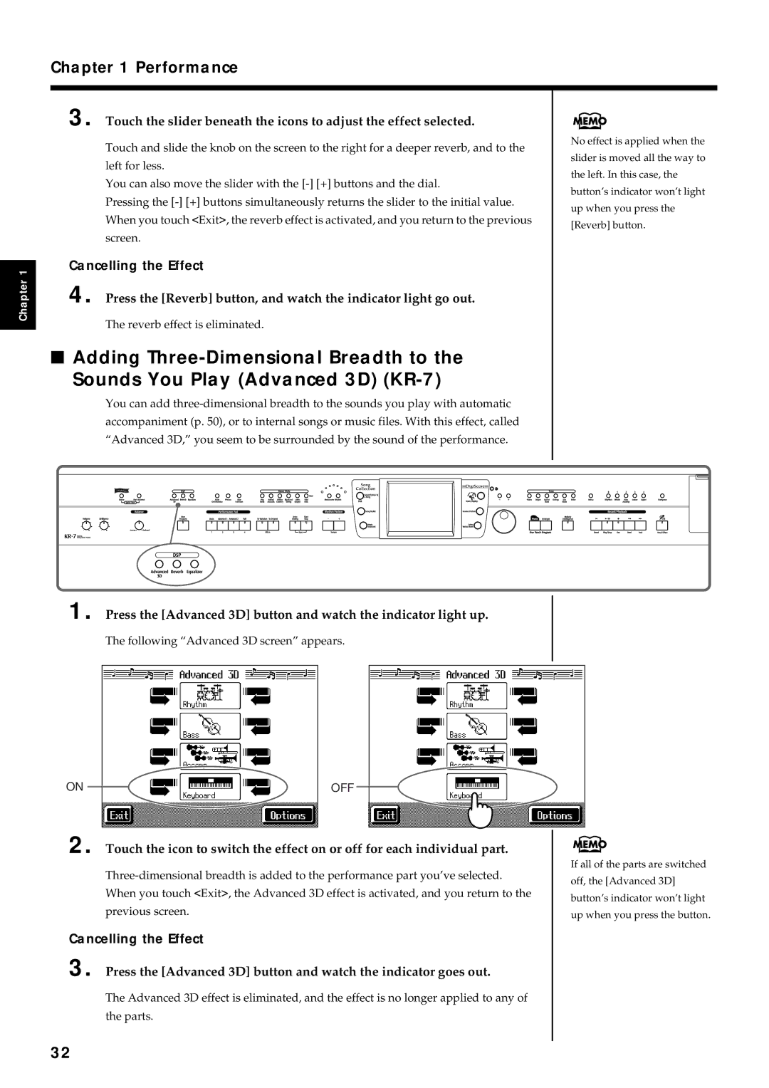 Roland KR7/5 owner manual Cancelling the Effect, Fig.panel1-4 