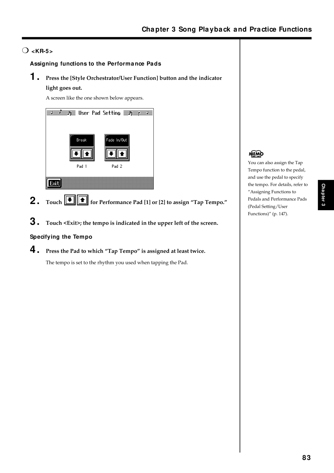 Roland KR7/5 owner manual KR-5 Assigning functions to the Performance Pads, Fig.d-usrfunc5.eps60 