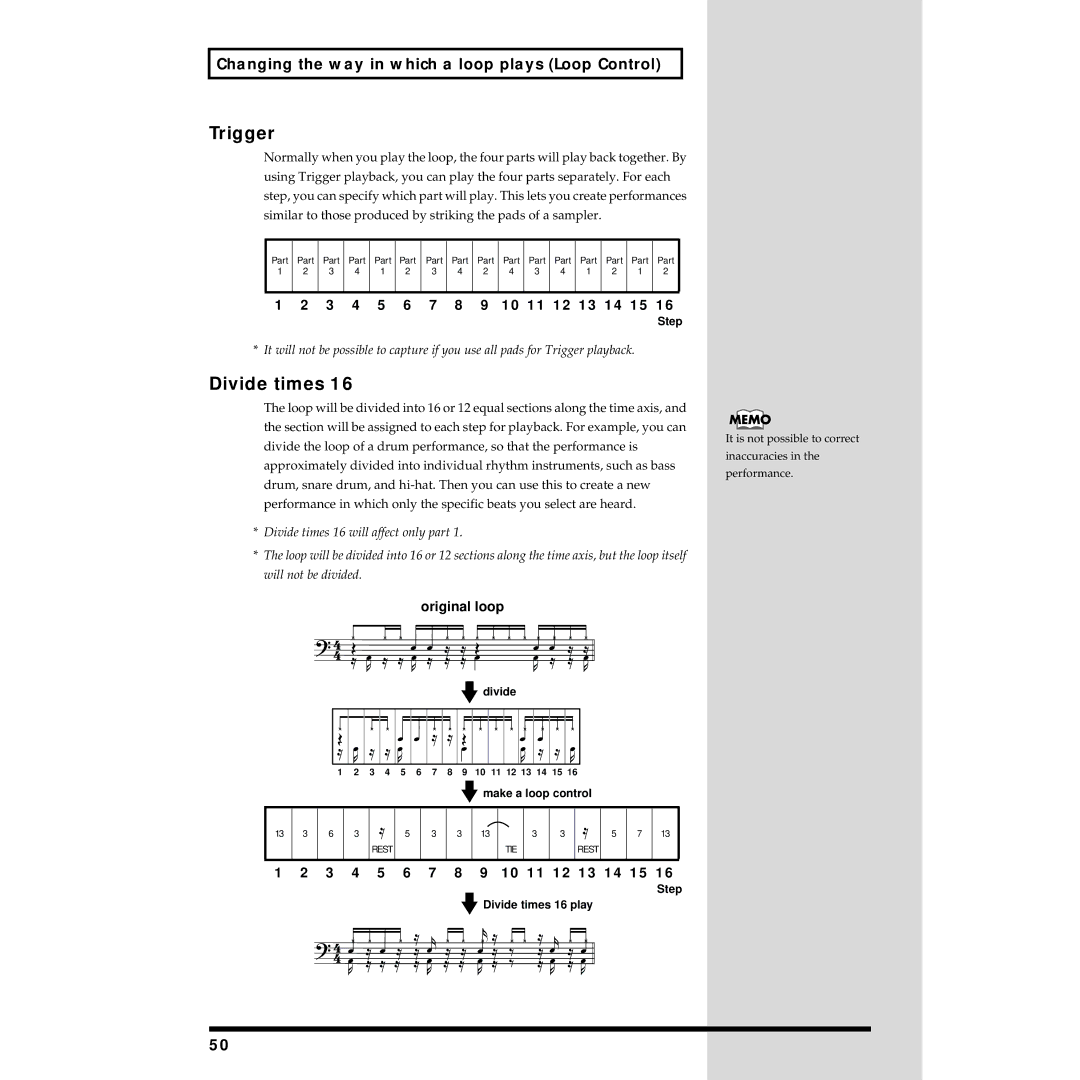 Roland MC-09 owner manual Trigger, Divide times 