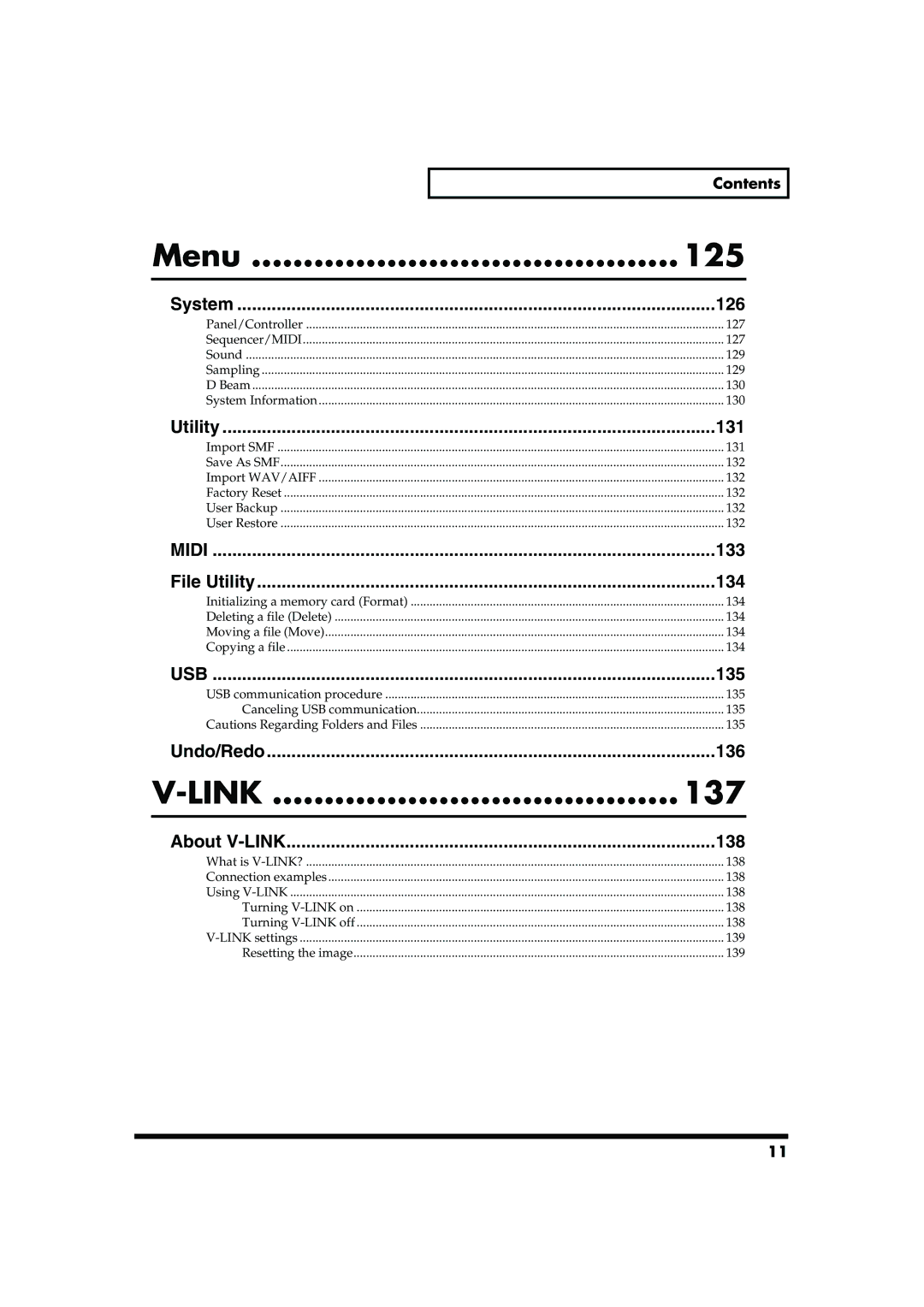 Roland MC-909 owner manual Menu 125, 137 