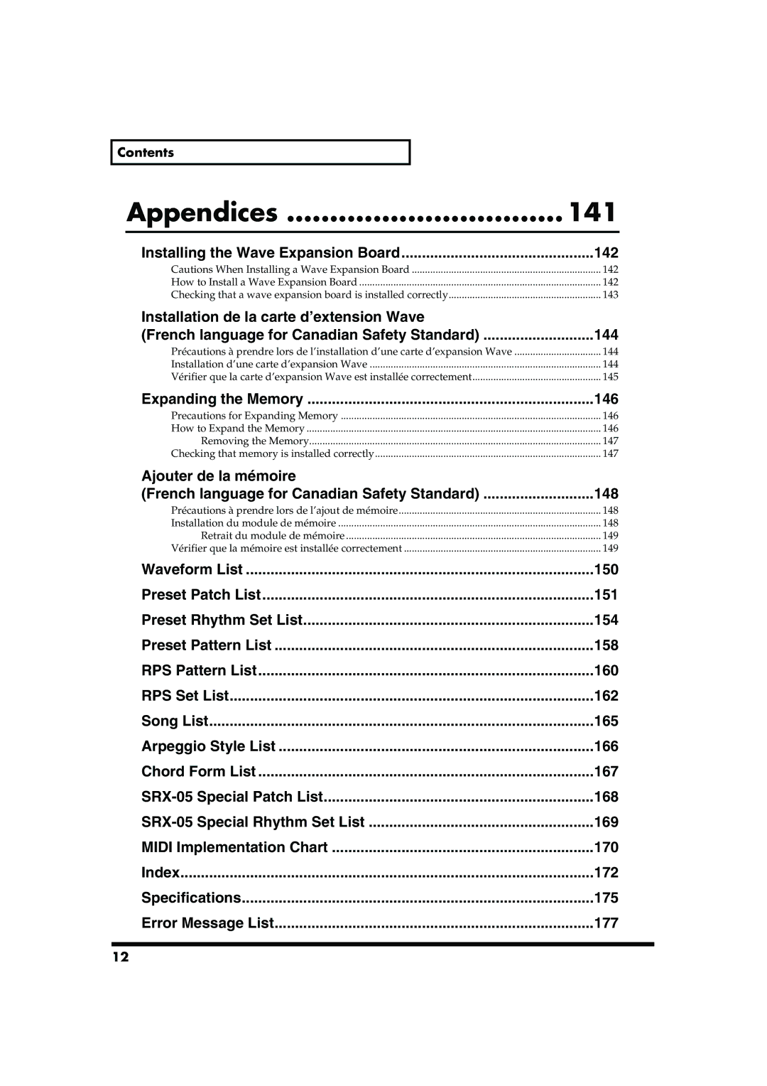 Roland MC-909 owner manual Appendices 141, 142 