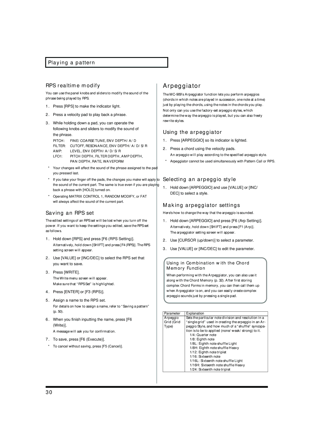 Roland MC-909 owner manual Arpeggiator 