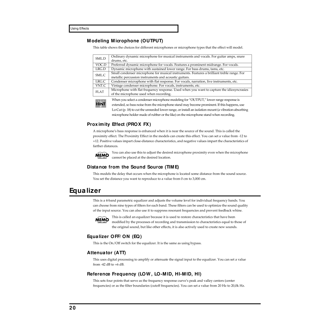 Roland MMP-2 owner manual Equalizer 