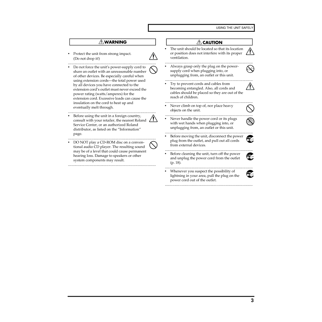 Roland MMP-2 owner manual Using the Unit Safely 