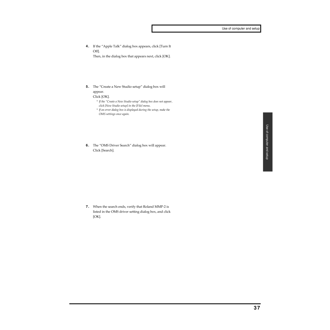 Roland MMP-2 owner manual Use of computer and setup 