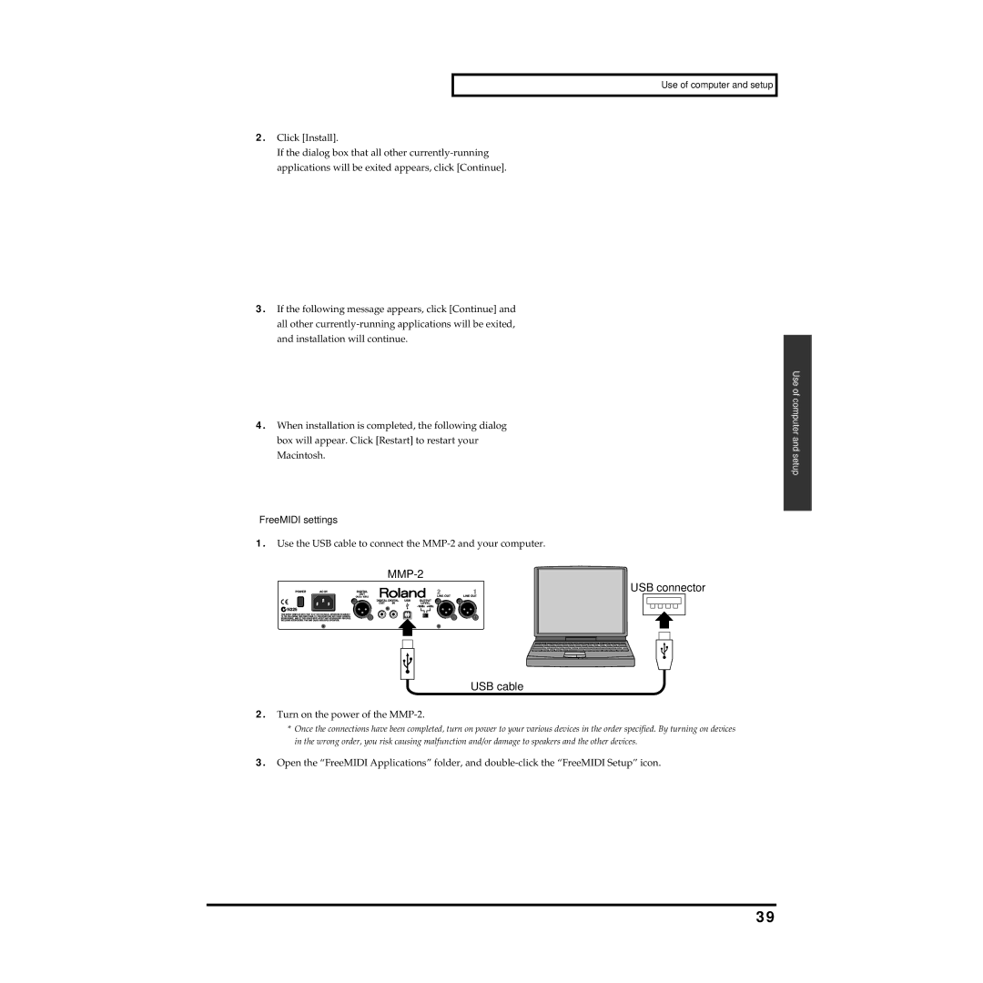 Roland MMP-2 owner manual FreeMIDI settings 