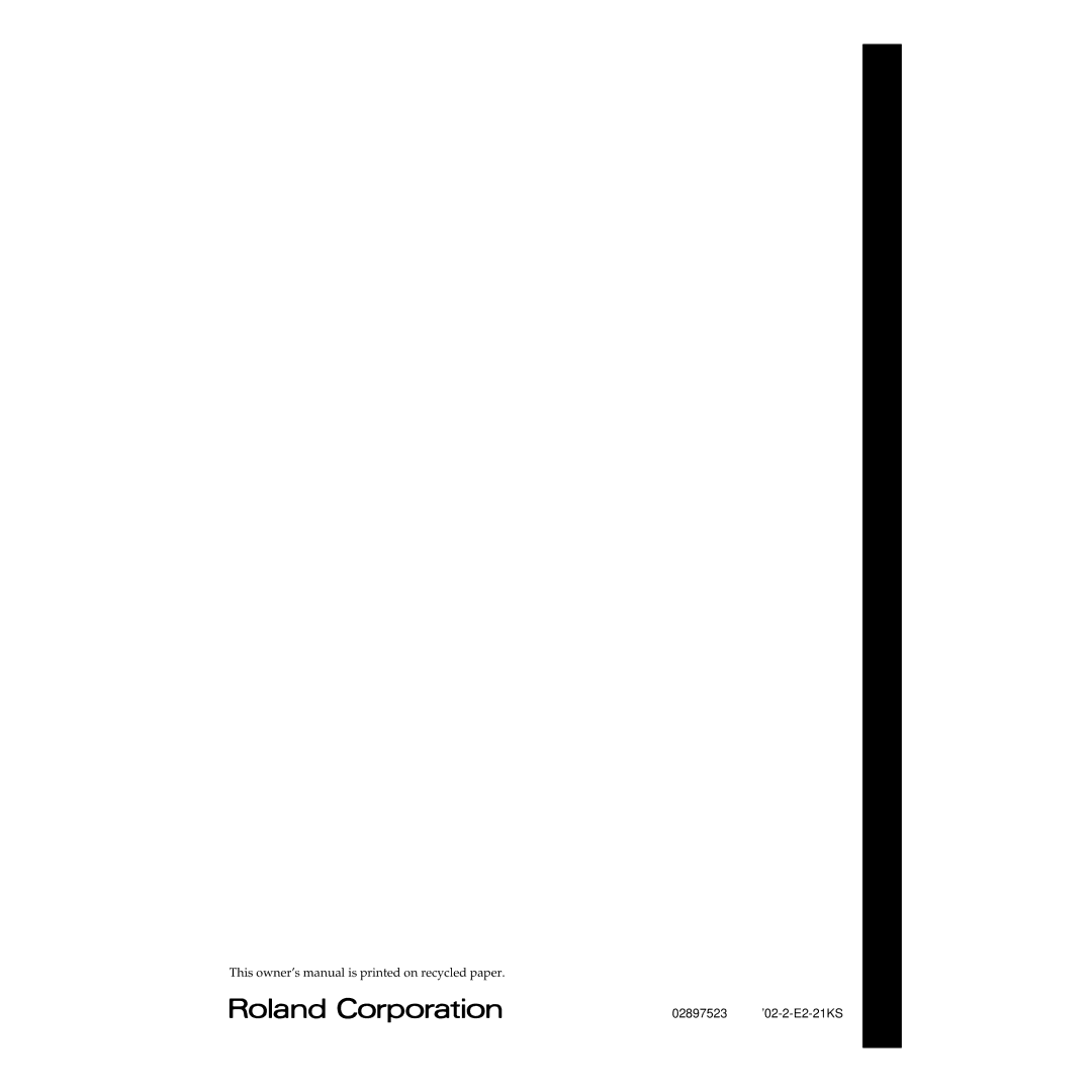 Roland MMP-2 owner manual 02897523 ’02-2-E2-21KS 