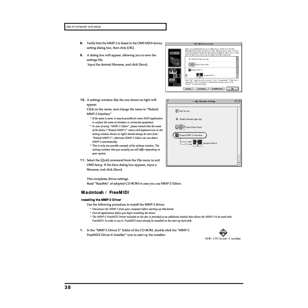 Roland MMP-2 owner manual Macintosh / FreeMIDI 
