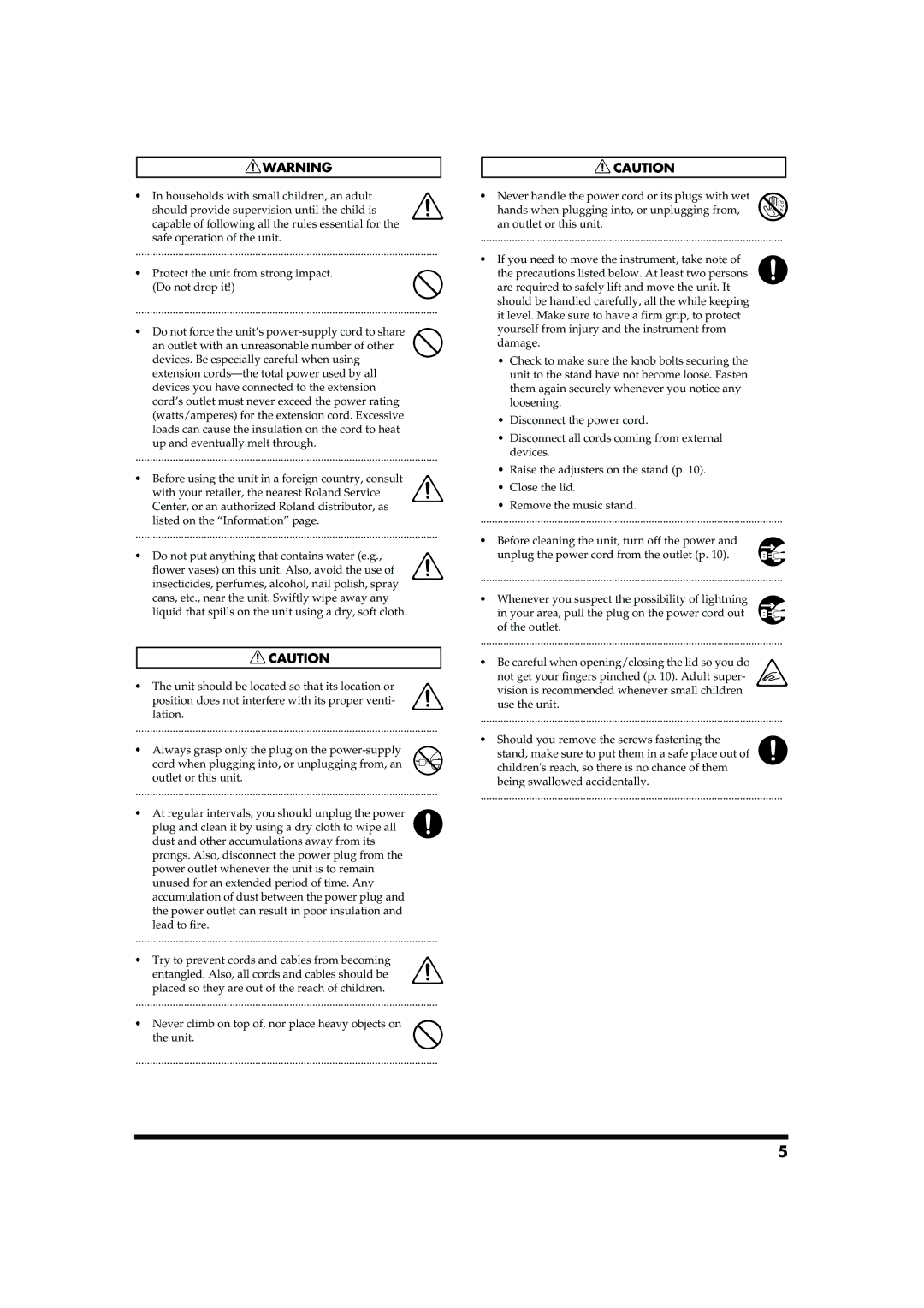 Roland MP-500 owner manual Protect the unit from strong impact. Do not drop it 