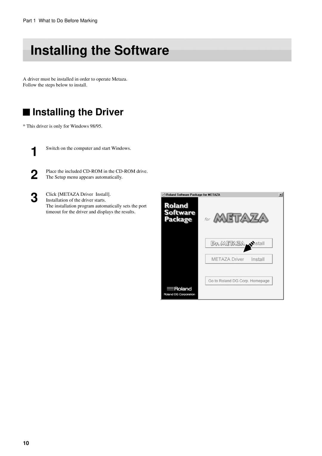 Roland MPX-50 user manual Installing the Software, Installing the Driver 