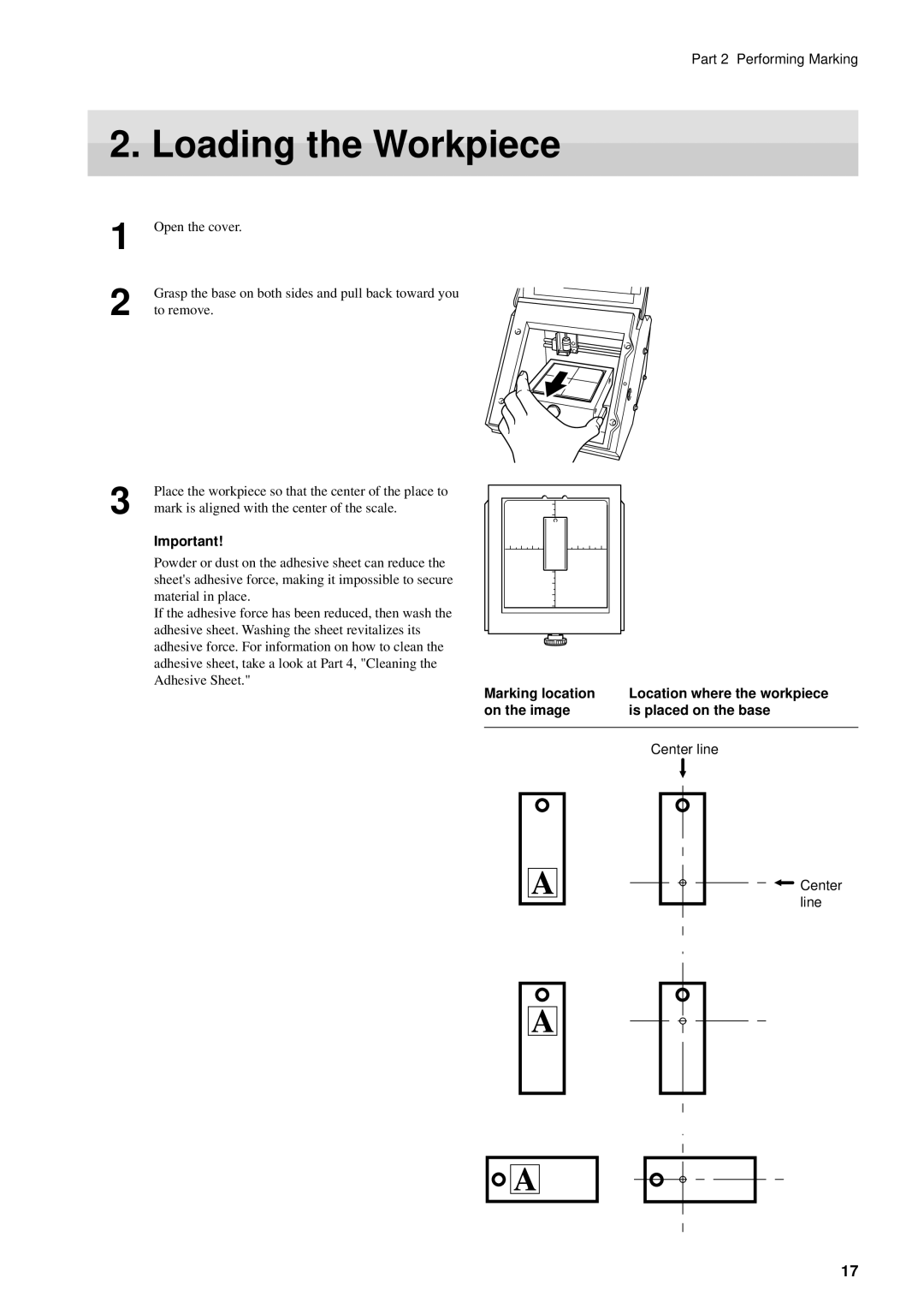 Roland MPX-50 user manual Loading the Workpiece 