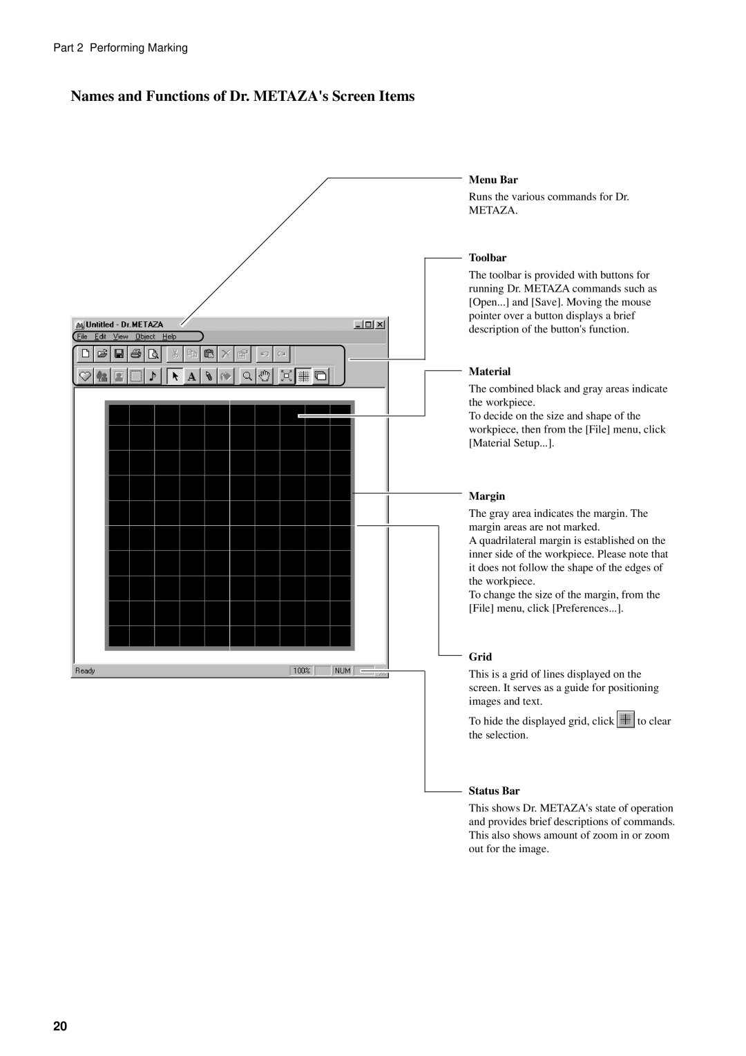 Roland MPX-50 user manual Names and Functions of Dr. METAZAs Screen Items 