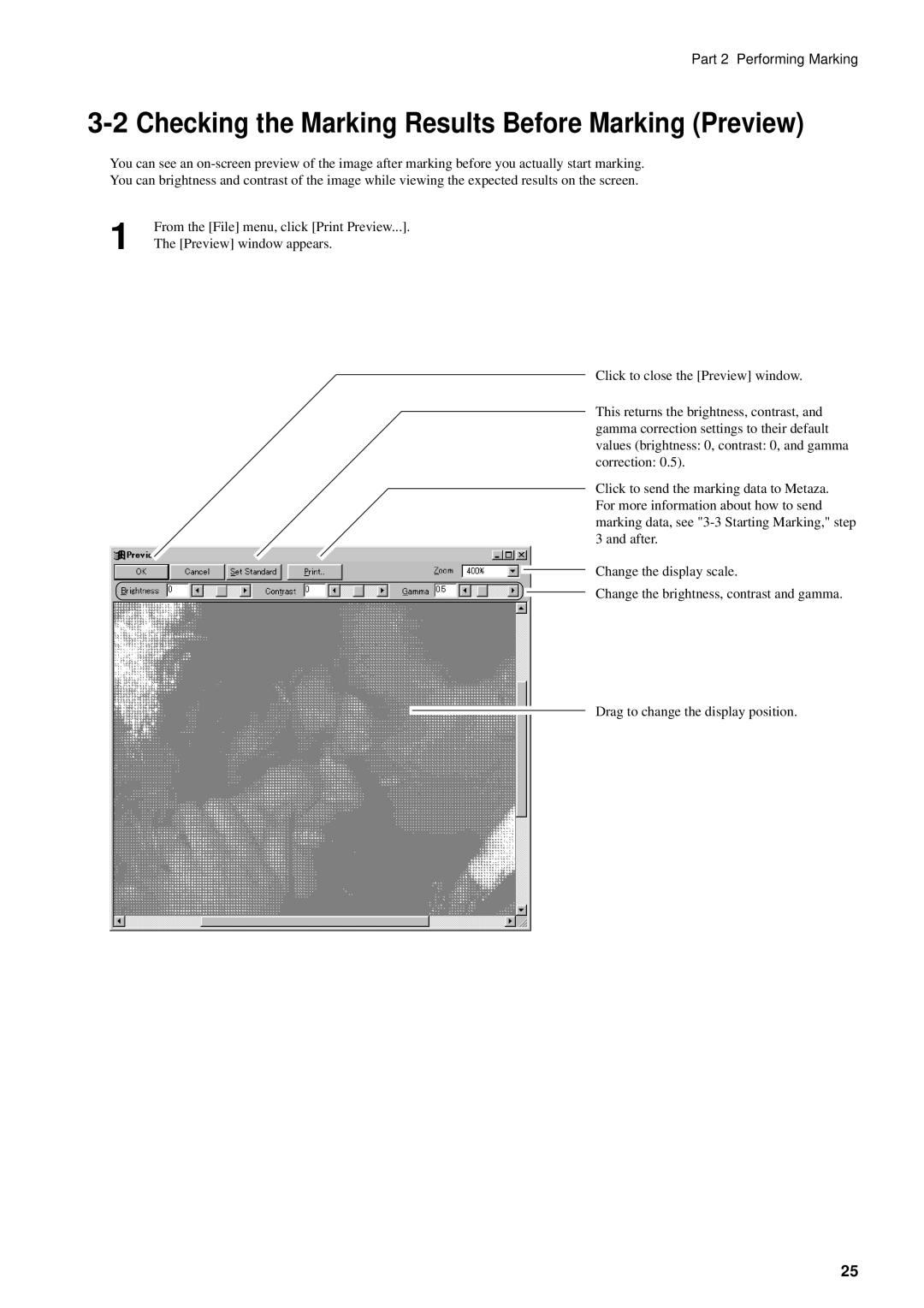 Roland MPX-50 user manual Checking the Marking Results Before Marking Preview 