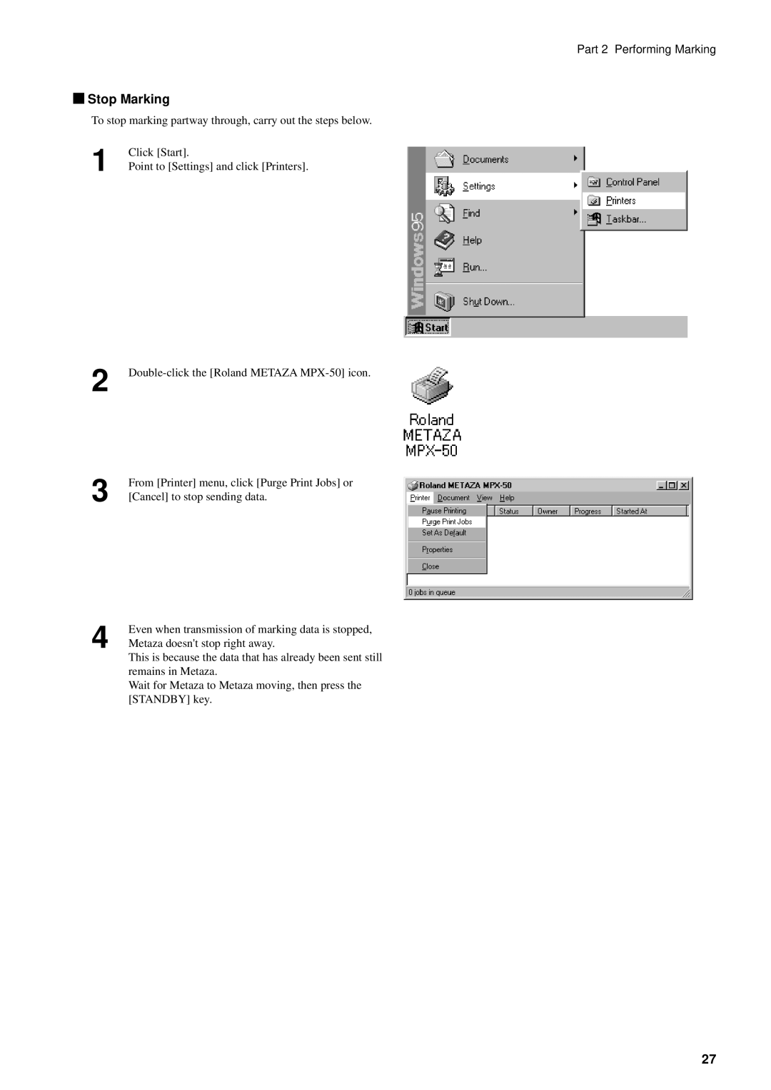 Roland MPX-50 user manual Stop Marking 