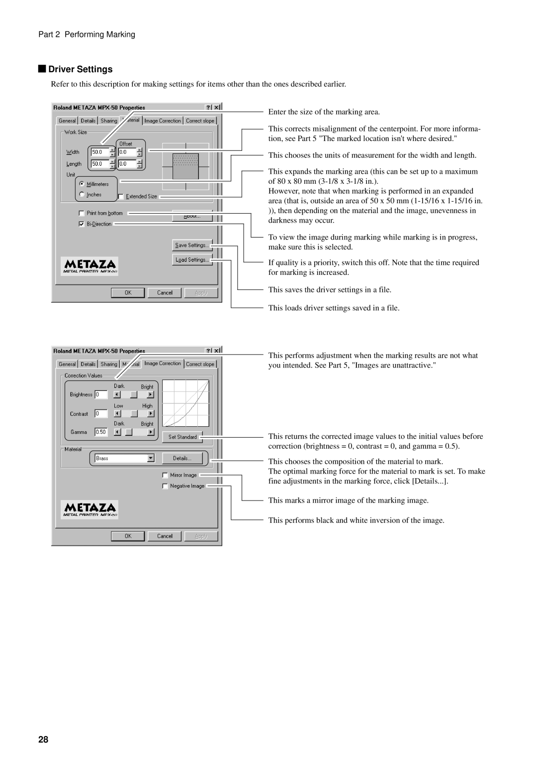 Roland MPX-50 user manual Driver Settings 