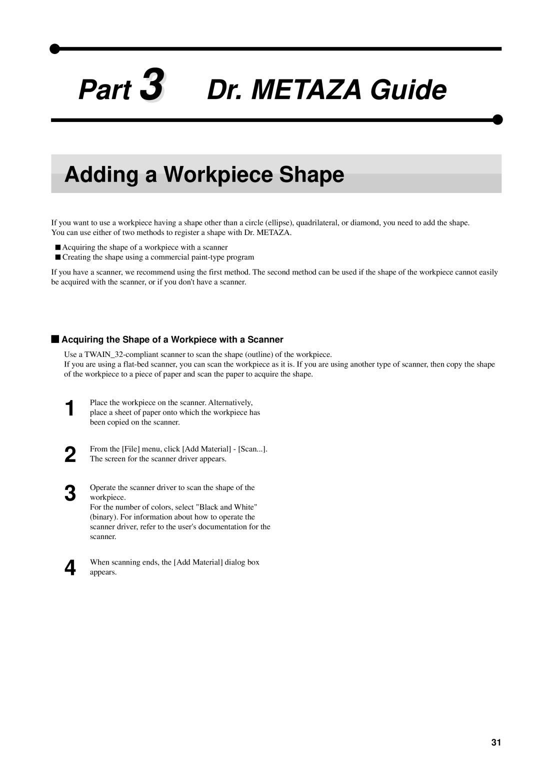 Roland MPX-50 user manual Adding a Workpiece Shape, Acquiring the Shape of a Workpiece with a Scanner 