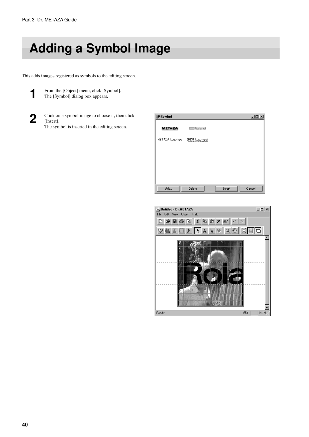 Roland MPX-50 user manual Adding a Symbol Image 