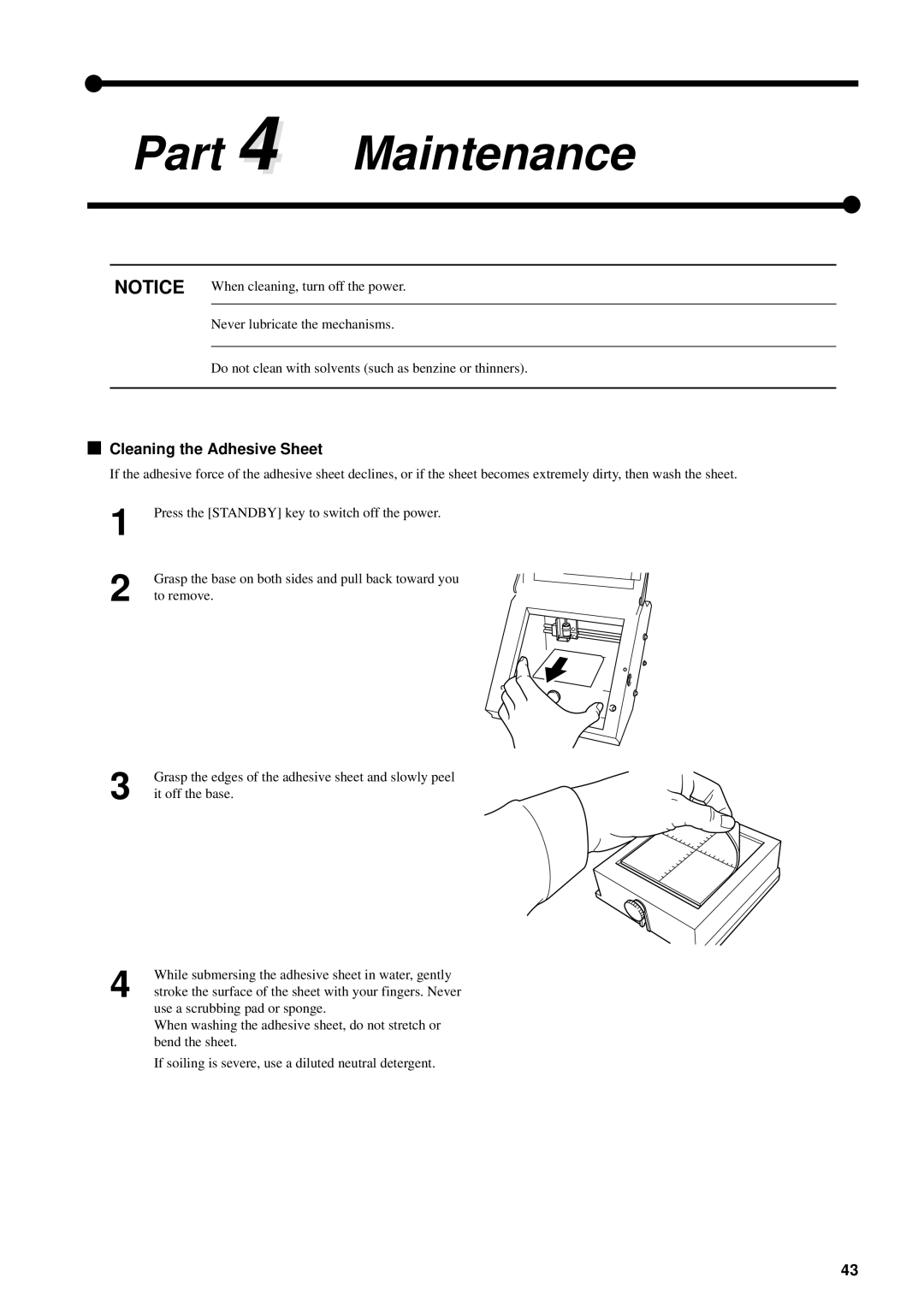 Roland MPX-50 user manual Part 4 Maintenance, Cleaning the Adhesive Sheet 