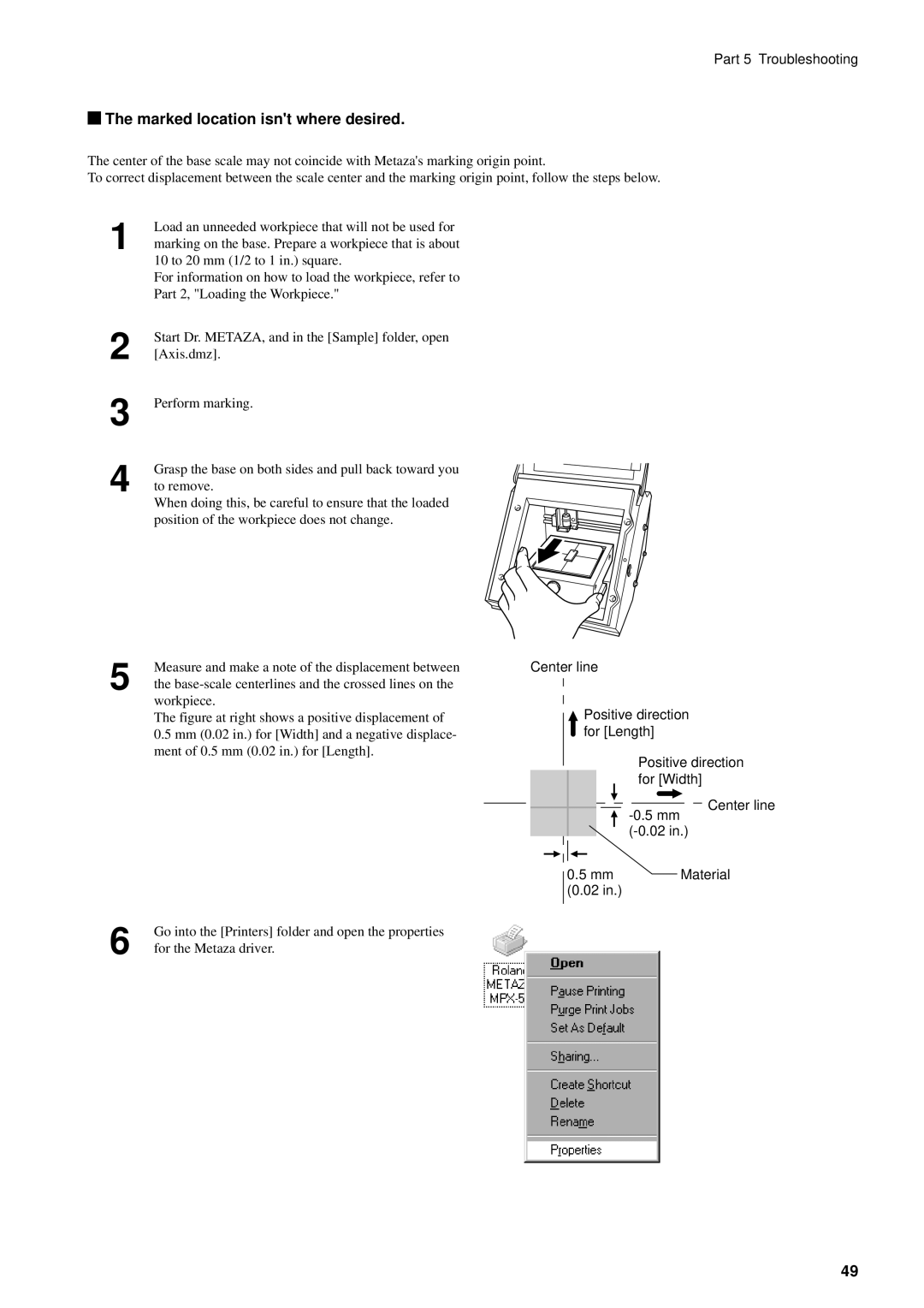 Roland MPX-50 user manual Marked location isnt where desired 