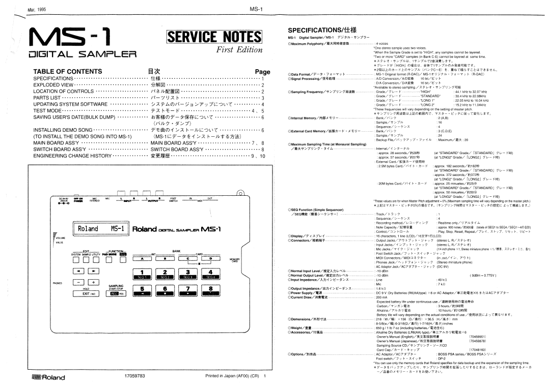 Roland MS-1 manual 