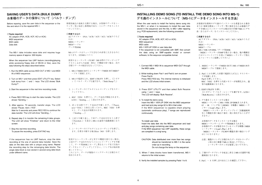 Roland MS-1 manual 