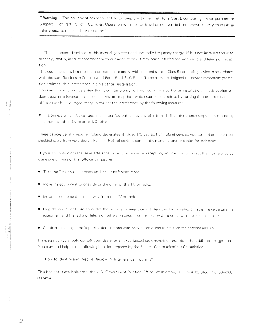 Roland MSQ-100 manual 