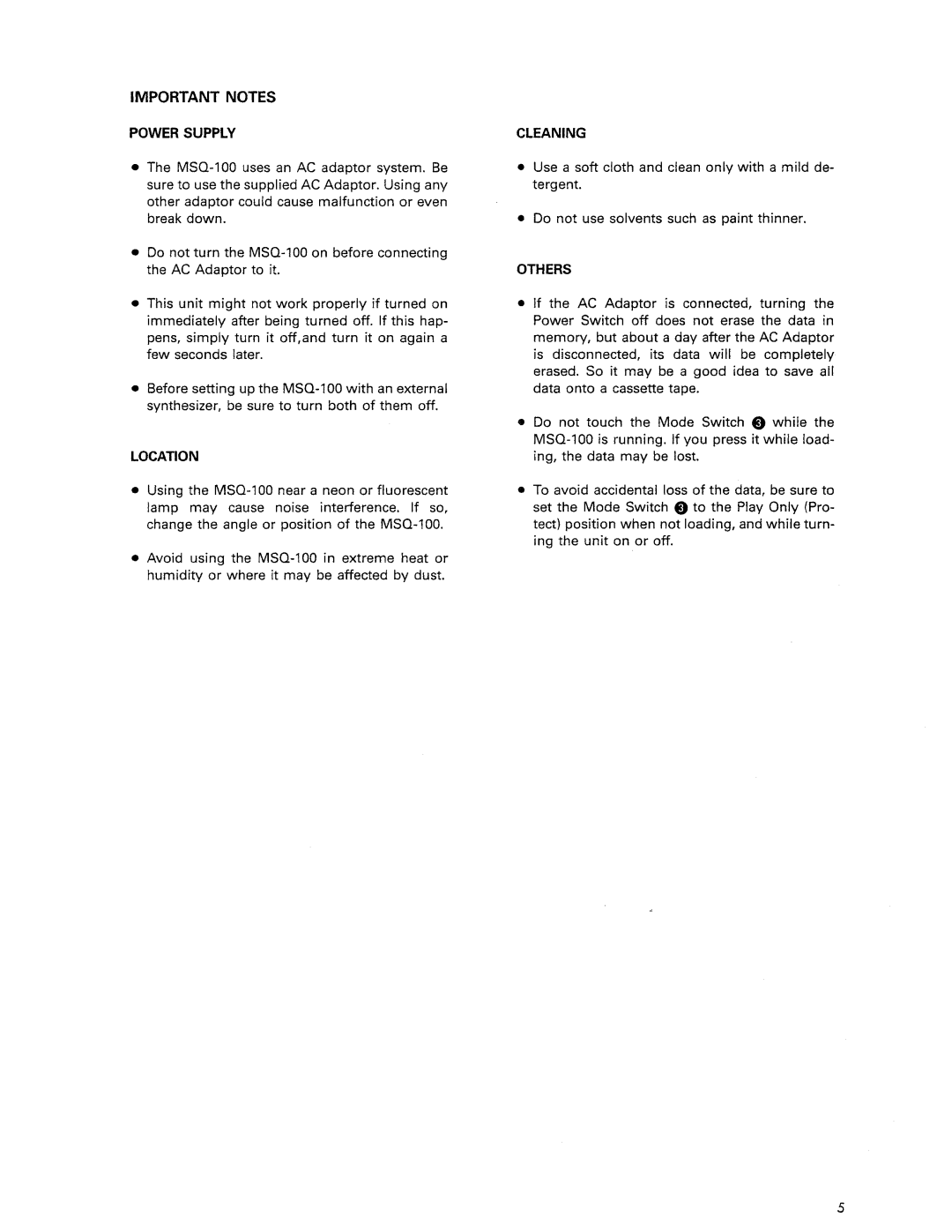 Roland MSQ-100 manual 