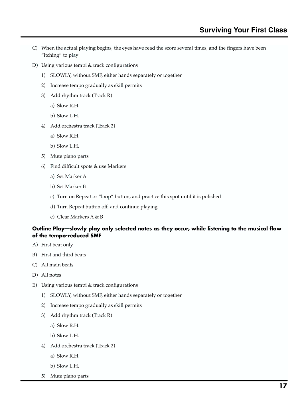 Roland MTLC-16 owner manual Surviving Your First Class 