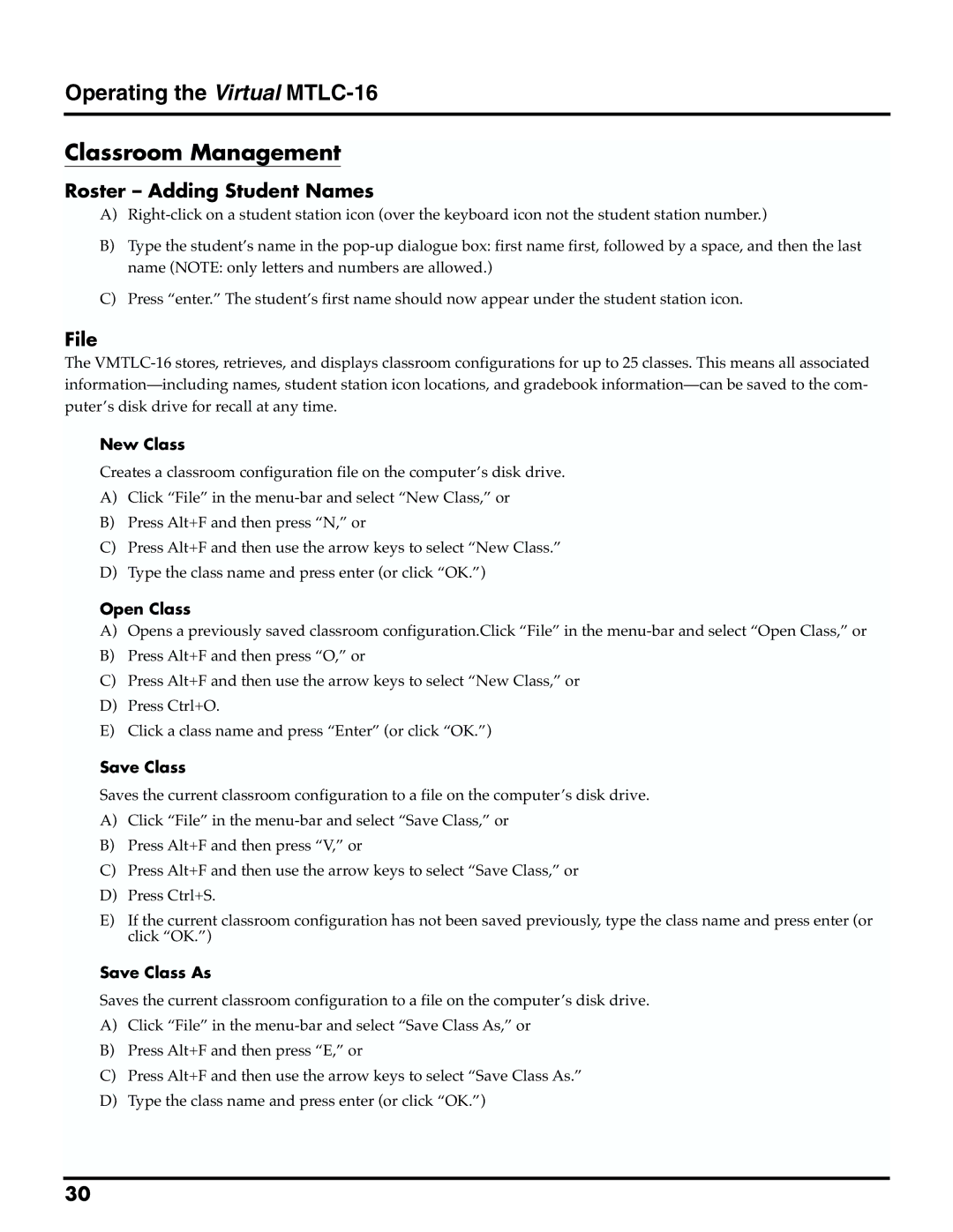 Roland owner manual Operating the Virtual MTLC-16 Classroom Management, Roster Adding Student Names, File 