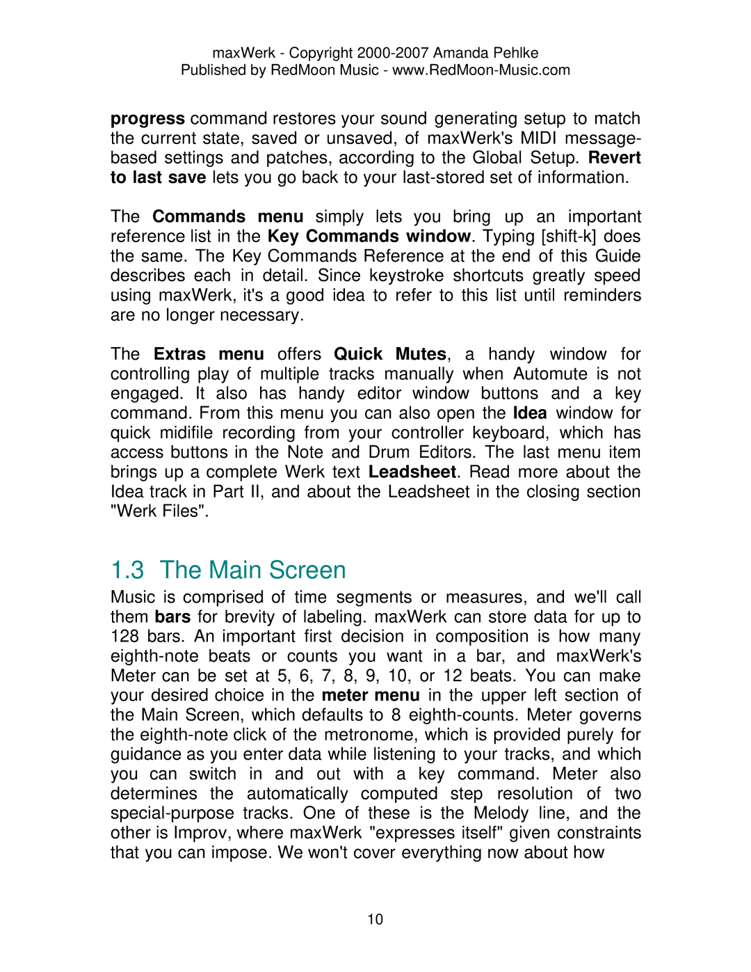 Roland Musical Instrument manual Main Screen 