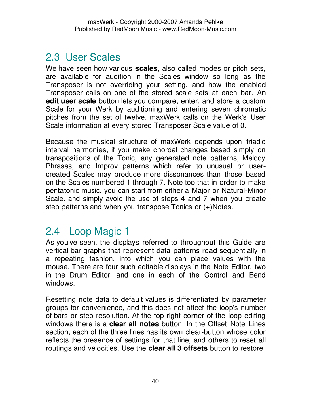 Roland Musical Instrument manual User Scales, Loop Magic 