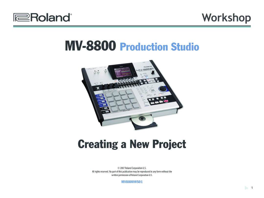 Roland MV-8800 manual Creating a New Project 