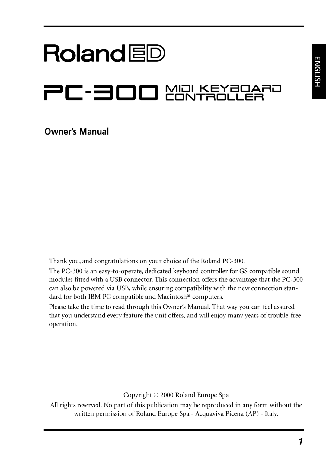 Roland PC-300 owner manual English 