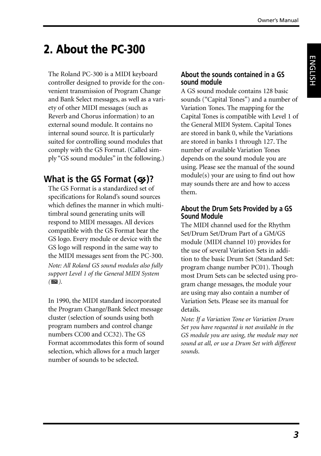 Roland owner manual About the PC-300, What is the GS Format g?, About the sounds contained in a GS sound module 