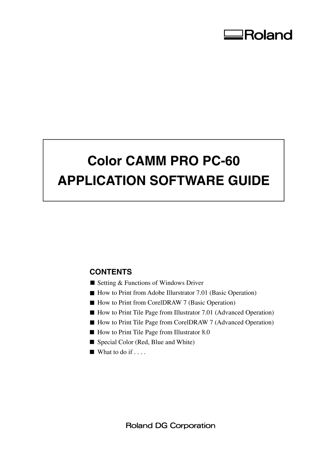 Roland PC-60 manual Application Software Guide 