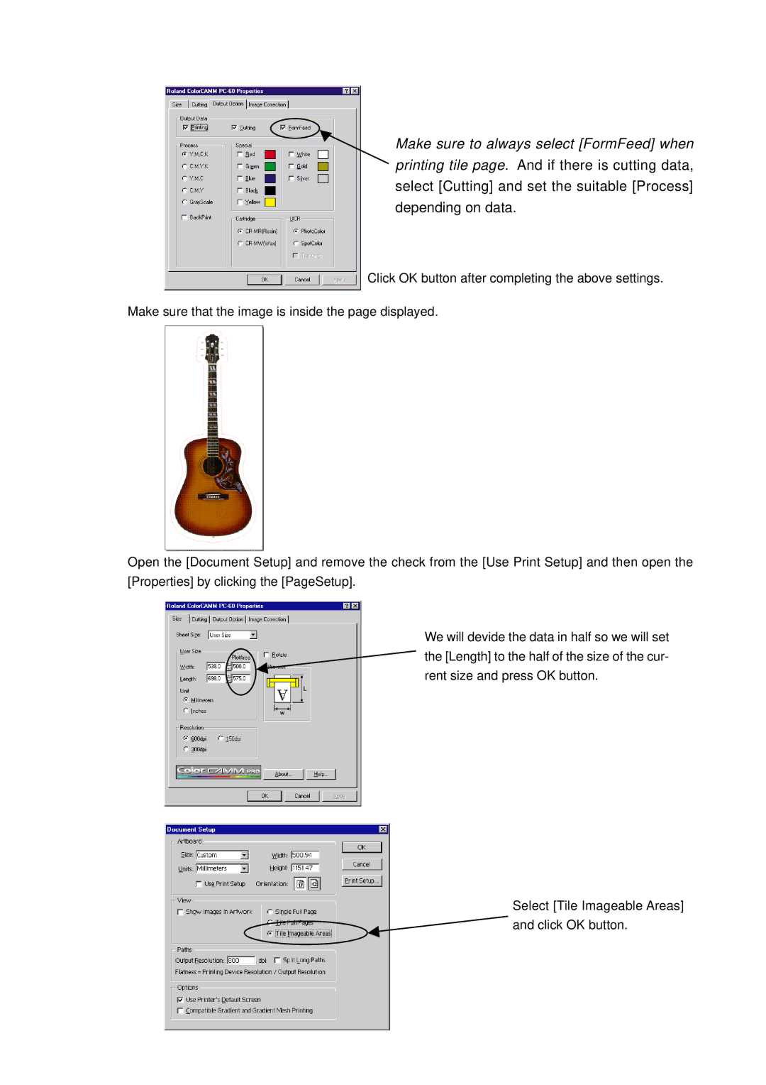 Roland PC-60 manual Make sure to always select FormFeed when 