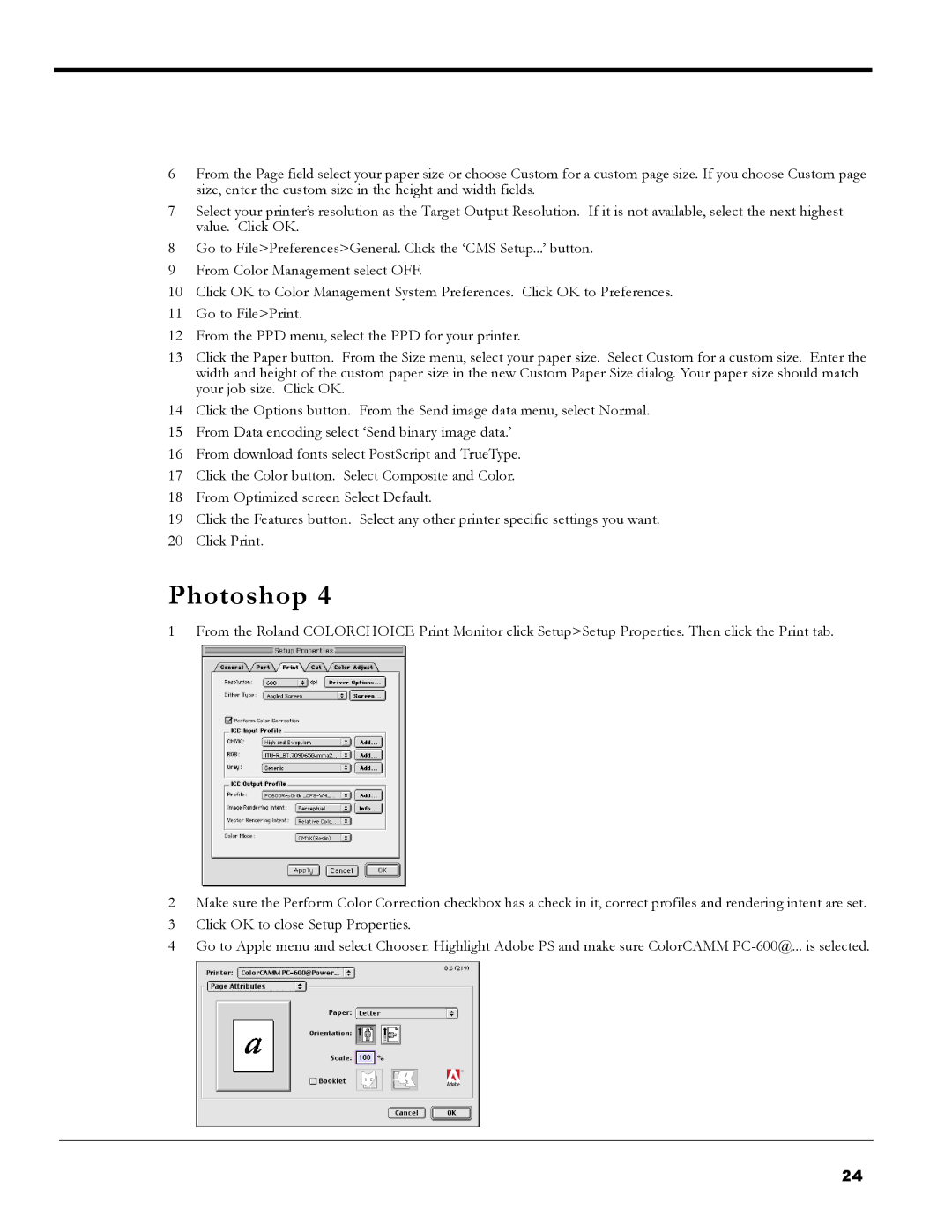 Roland PC-600 operation manual Photoshop 