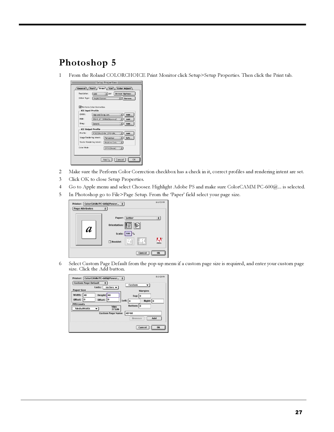 Roland PC-600 operation manual Photoshop 