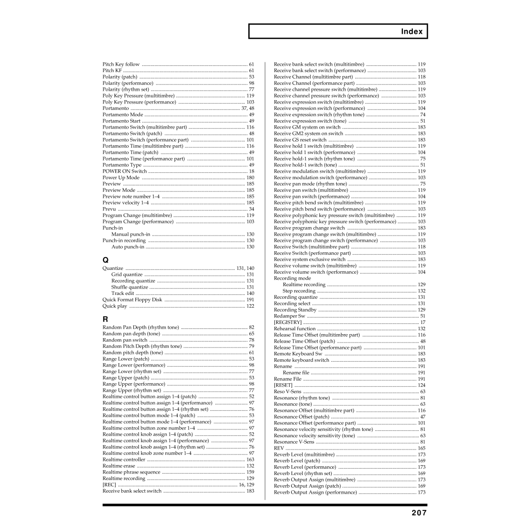 Roland Piano owner manual 207 