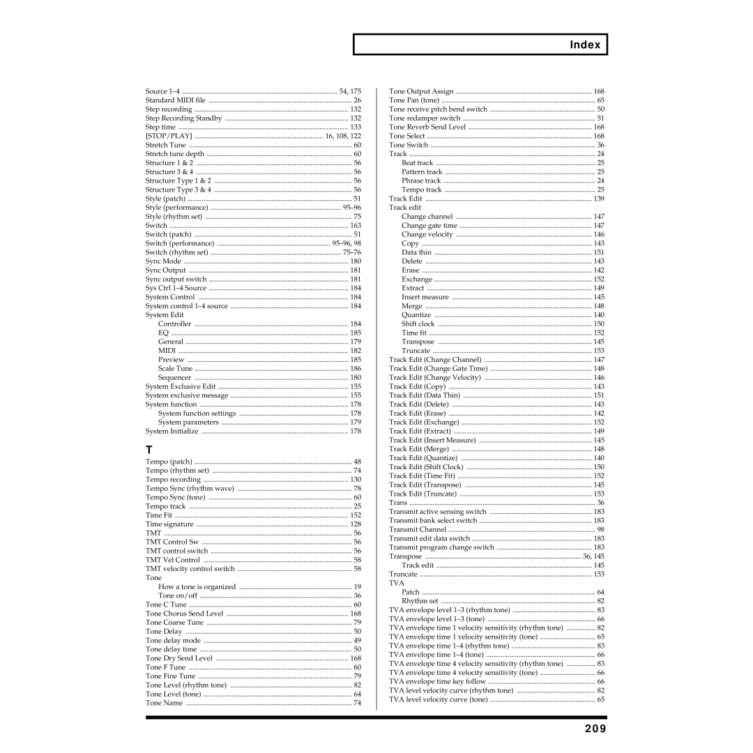 Roland Piano owner manual 209 