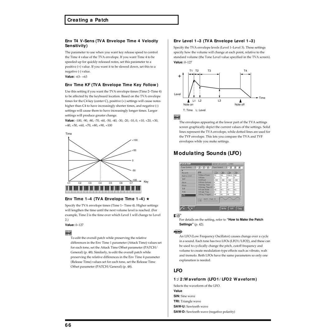 Roland Piano owner manual Modulating Sounds LFO 