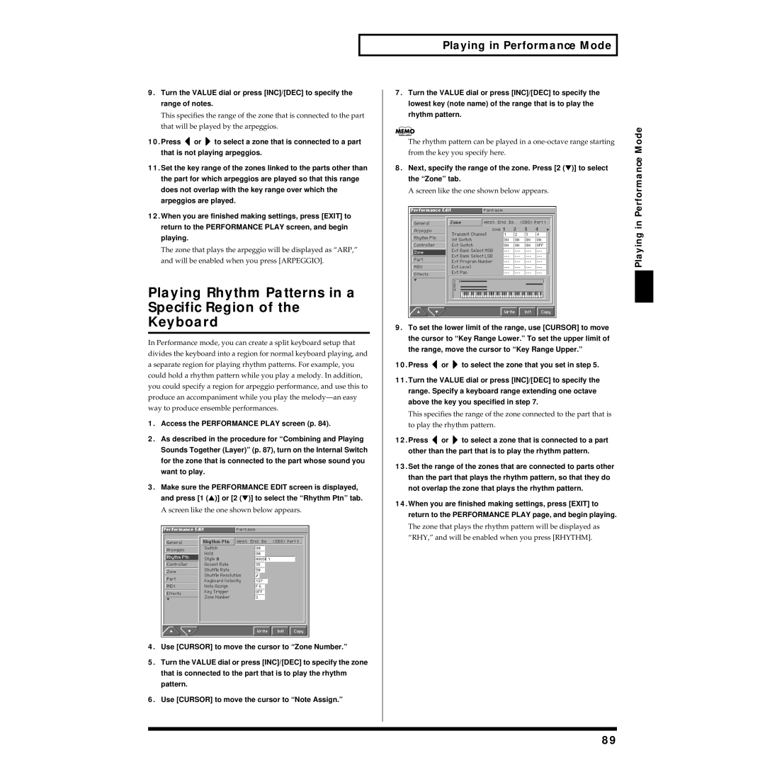 Roland Piano Playing Rhythm Patterns in a Specific Region Keyboard, Next, specify the range of the zone. Press 2 to select 