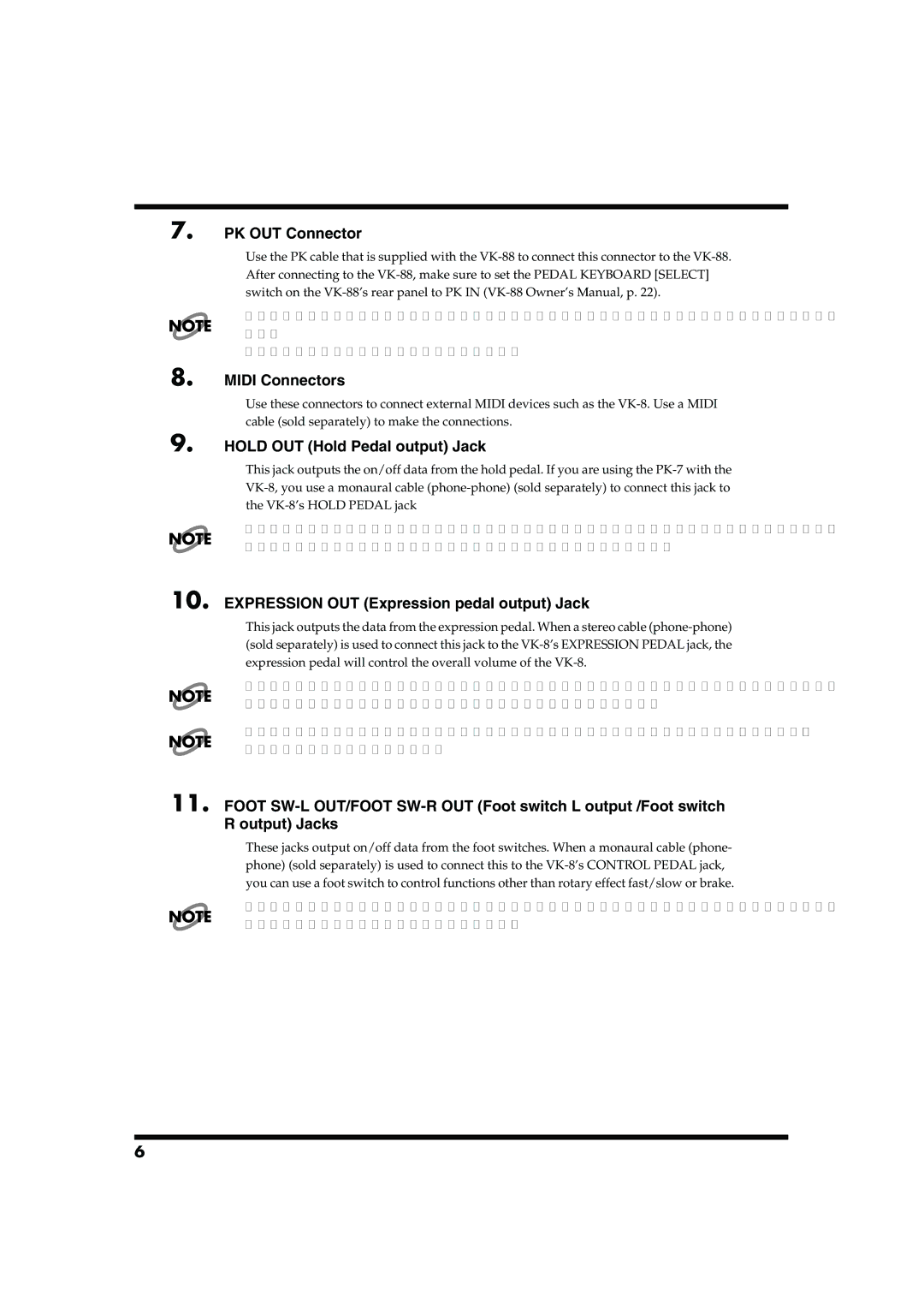 Roland PK-7 owner manual PK OUT Connector, Midi Connectors, Hold OUT Hold Pedal output Jack 
