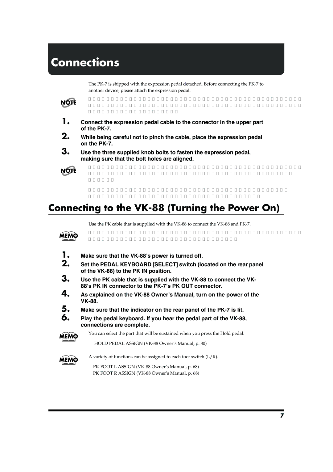 Roland PK-7 owner manual Connections, Connecting to the VK-88 Turning the Power On 